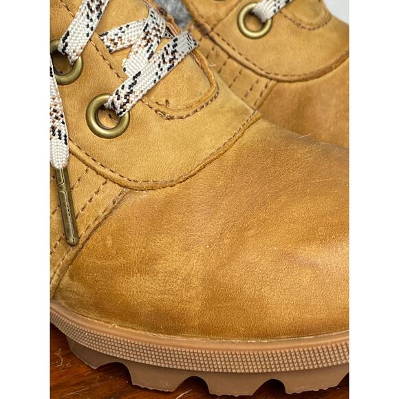 Sorel Women's Lexie Wedge Boots Lace Up Leather Waterproof Camel Brown Size 8 - Picture 3 of 11